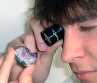 Student using a jeweler's loupe